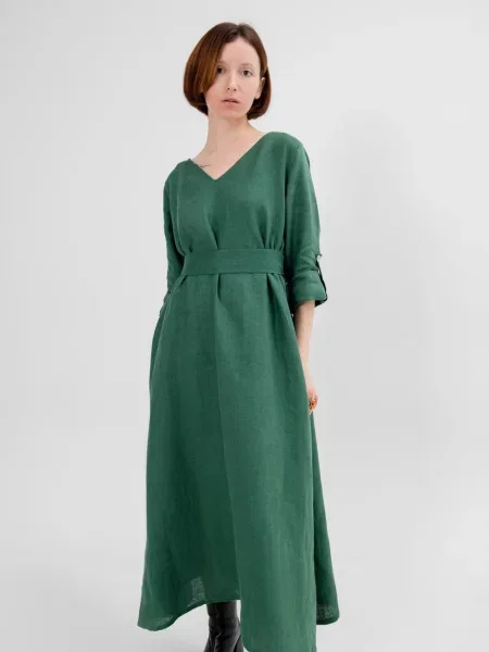 GNIZDO Сукня максі Льон зелений
