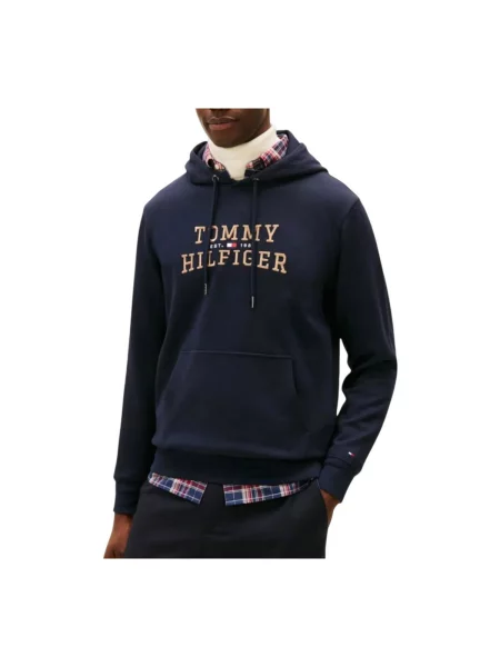 Geacă Tommy Hilfiger cu glugă albastru