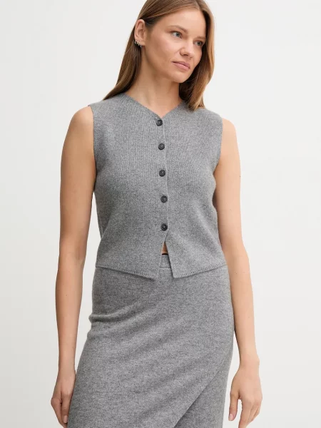Kamizelka z dekoltem w serek Oui szara
