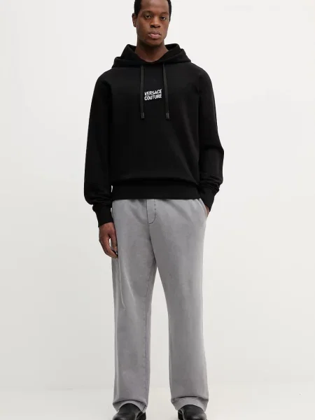 Versace Jeans Couture bluza z kapturem z aplikacją czarny