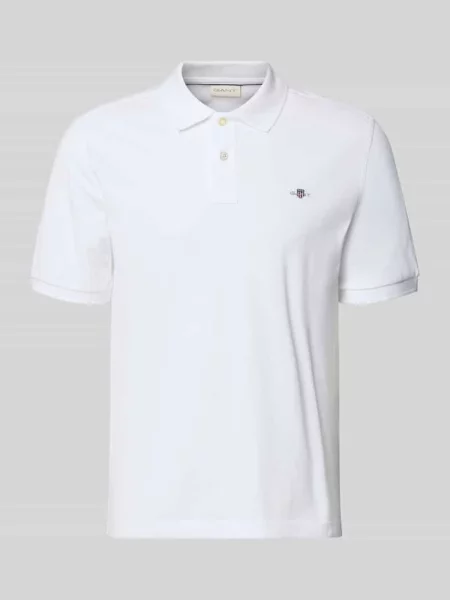 Koszulka polo o kroju slim fit z wyhaftowanym logo Gant białe