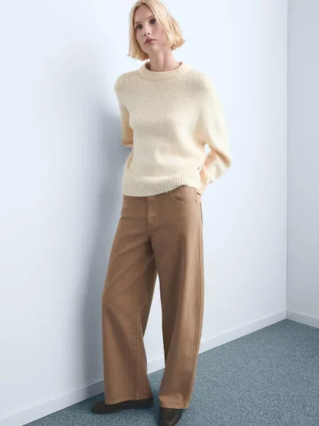 Широкі джинси MANGO світло-коричневий коричневі