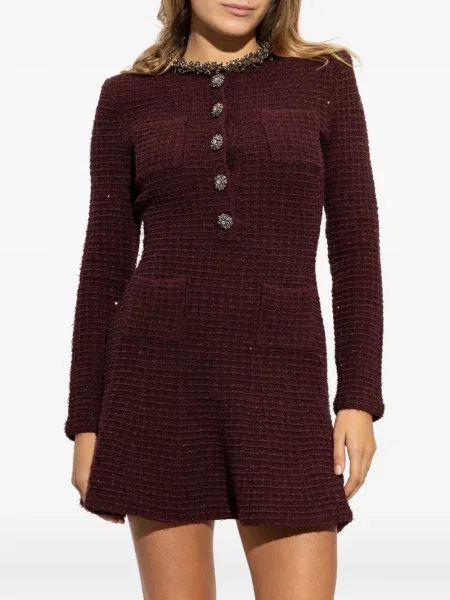 Bouclé rochie mini Self-portrait roșu