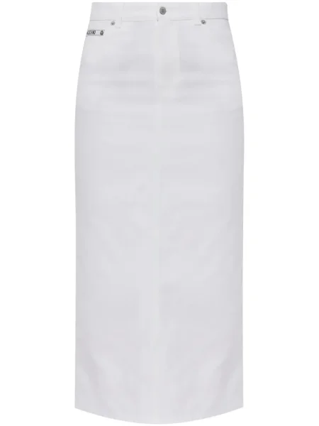 Fustă din denim Moschino până la genunchi alb