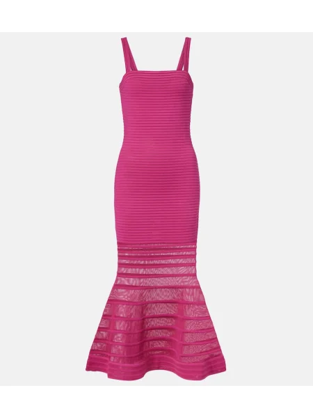 Rochie midi Simkhai tricotate transparente până la genunchi roz