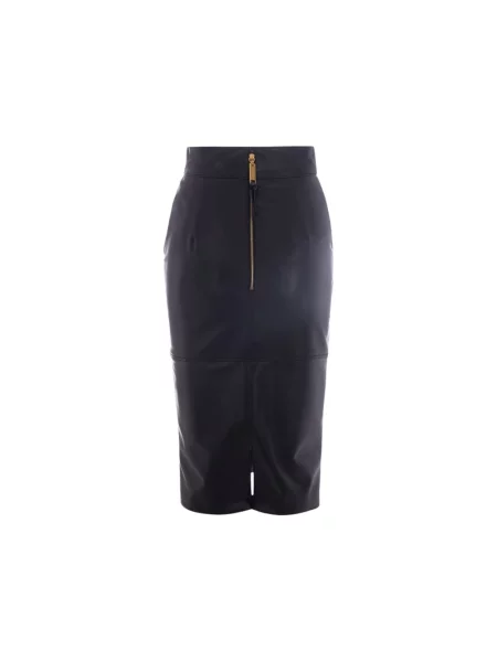 Osłona spódnica skórzana Elisabetta Franchi czarna