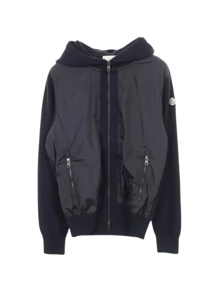Geacă Moncler cu glugă albastru