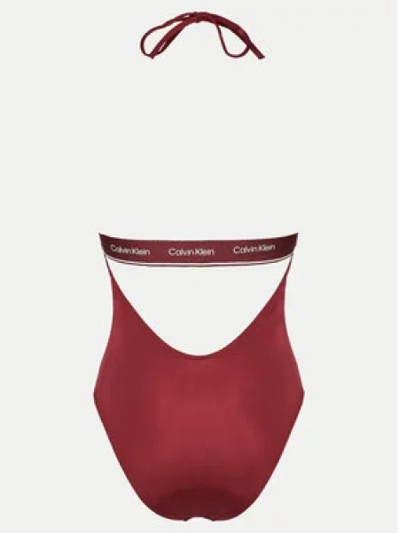 Jednodílné plavky Calvin Klein High Neck RP plum gaze