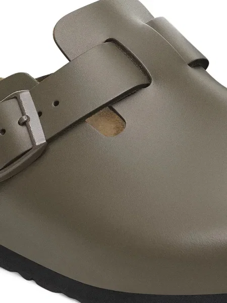 Кожаные шлепанцы Birkenstock на платформе зеленые