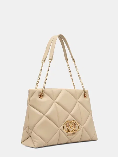 Geantă shopper Love Moschino din piele bej