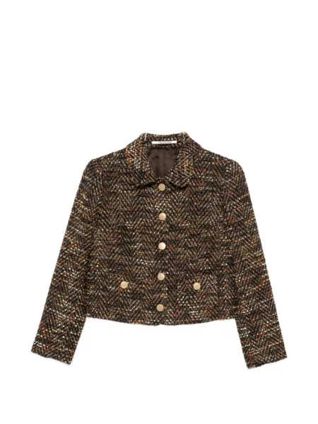 Geacă Tagliatore din tweed cu două rânduri de nasturi negru