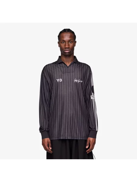 Футбольный футболка Y-3 с длинным рукавом черная