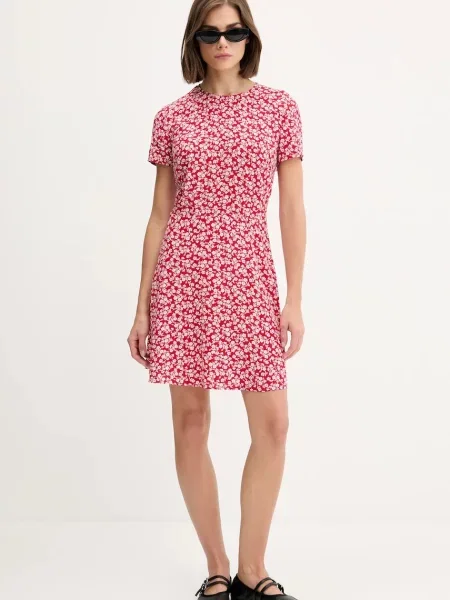 Tommy Jeans sukienka mini rozkloszowana czerwony