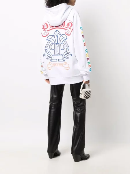 Svetr Philipp Plein s výšivkou bílý