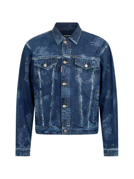 Geacă de blugi Dsquared2 zdrențuiți albastru