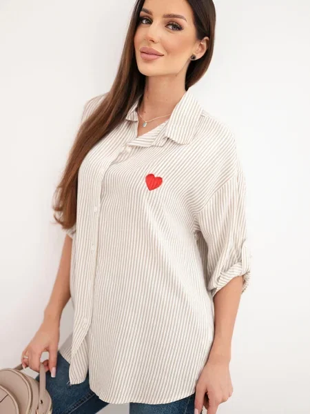 Cămașă Kesi Włoski din dantelă cu mâneci din dantelă alb