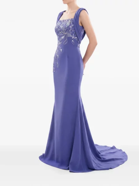 Rochie maxi Saiid Kobeisy cu paiete drapată violet