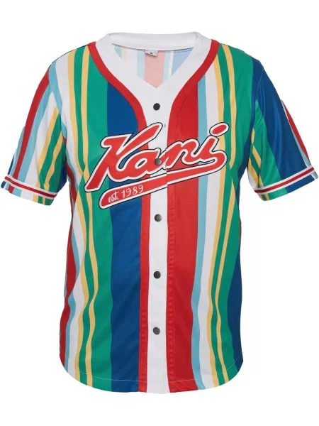 Karl Kani Tricou albastru / verde jad / roșu alb