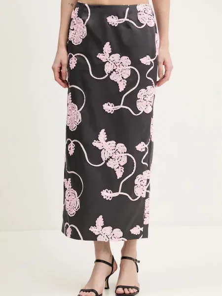 Fustă midi Rotate până la genunchi gri