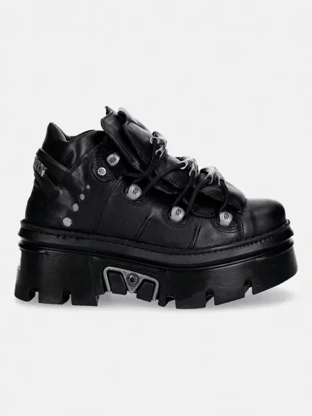 Kožené tenisky New Rock CRUST NEGRO REACTOR NEGRO casco CON čierna