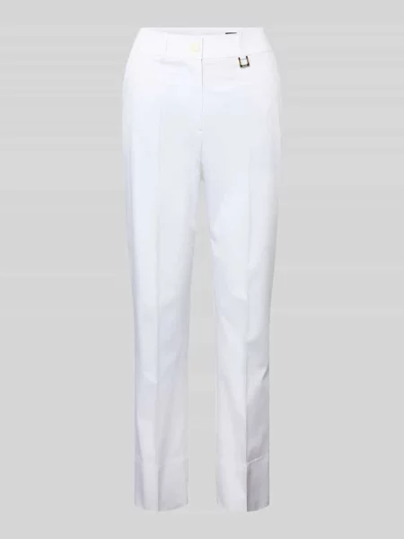 Spodnie materiałowe o kroju slim fit z detalem z logo model ‘Panna’ Joop! białe