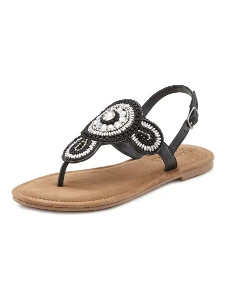 LASCANA Flip-flops negru / argintiu alb