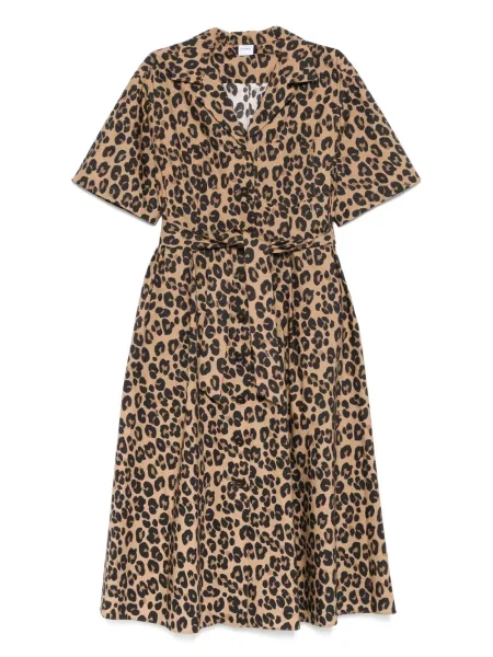 Rochie midi Aspesi cu imagine cu model leopard până la genunchi maro