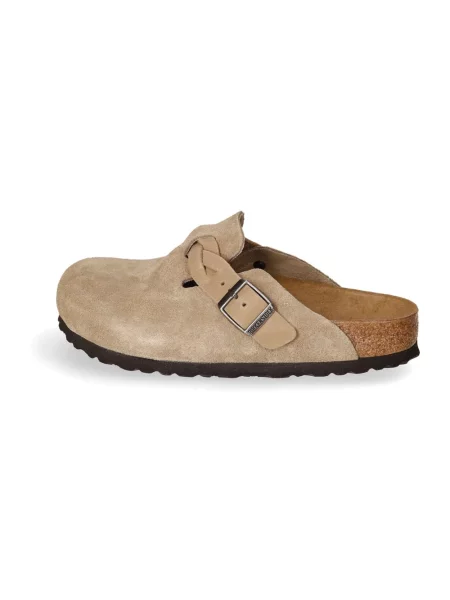 Klapki Birkenstock plecione zamszowe brązowe