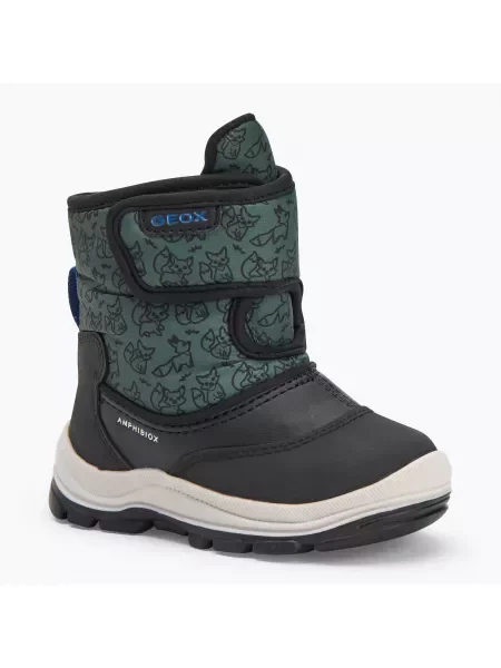Śniegowce dziecięce Geox Flanfil ABX black / forest czarne
