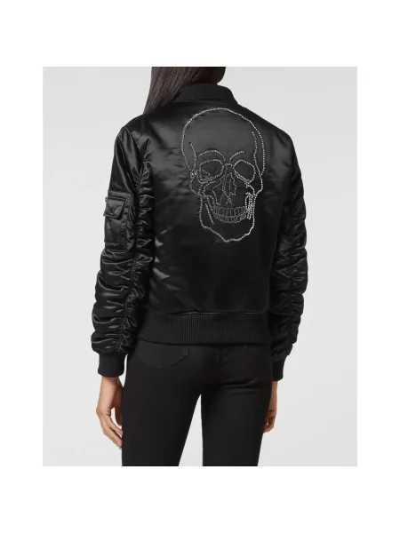 Satynowy kurtka bomber Philipp Plein czarny