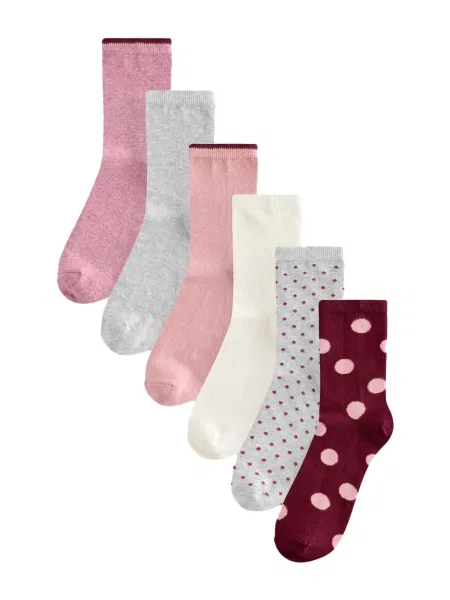 Next Șosete gri deschis / roz / roșu burgundy / lână alb