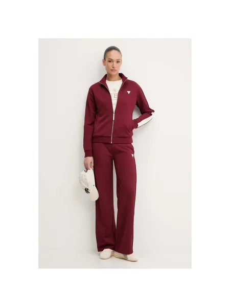 Lniana bluza rozpinana Guess czerwona