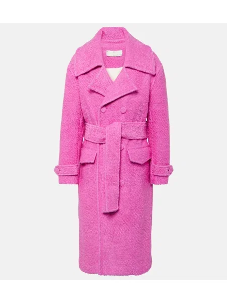 Volneni dvoredni volnen plašč Xu Zhi roza