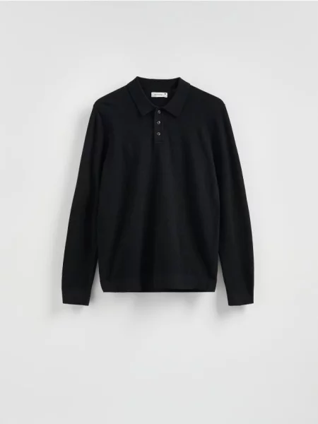 Reserved Pulover cu guler polo cu adaos de negru