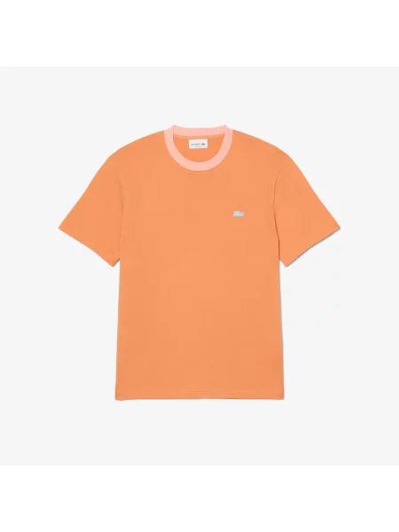 Lacoste T-Shirt O Klasycznym Kroju Z Blokami Kolorów pomarańczowy