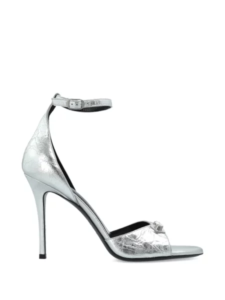 Cropp sandale Balenciaga cu baretă pe gleznă cu bretele argintiu