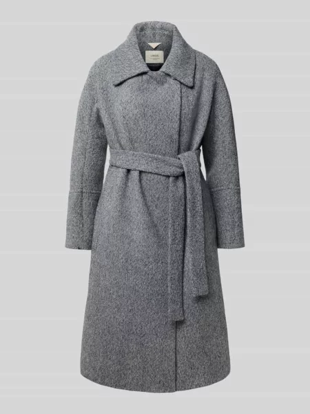 Płaszcz z żywej wełny z wiązanym Lanius niebieski