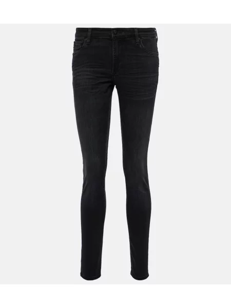 Jeansy skinny Ag Jeans z niską talią o krotszym kroju czarne