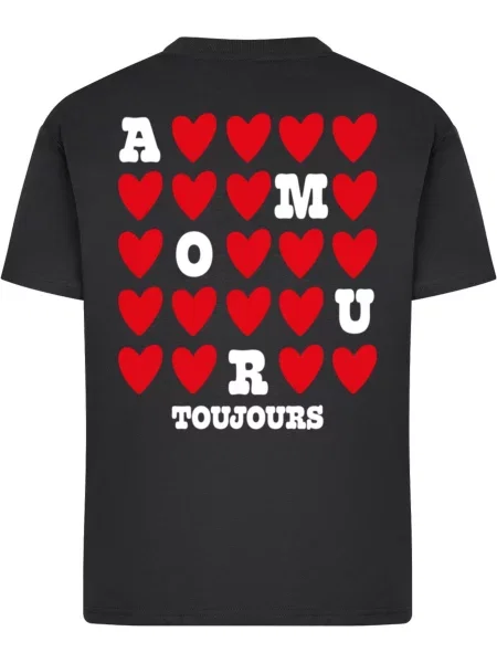 Miss Tee Tričko Amour Toujours Heart červená / čierna biela