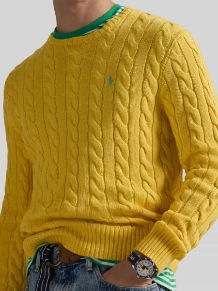 Regular Fit sweter dzianinowy z czystej bawełny Polo Ralph Lauren żółty