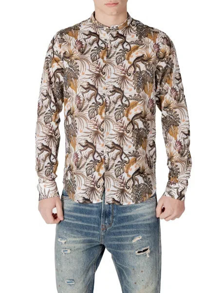 Риза Gianni Lupo на цветя бяло