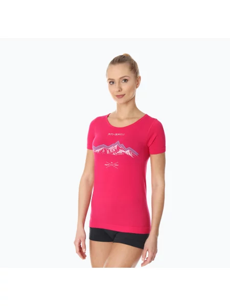 Koszulka termoaktywna Brubeck Outdoor Merino Wool Pro malinowy/góry 1 czerwona