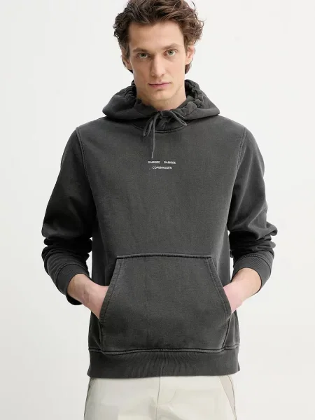 Dukserica Samsoe Samsoe SAMARCUS za muškarce s kapuljačom s tiskom siva