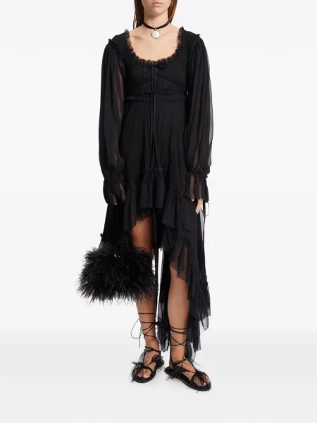 Rochie Ann Demeulemeester cu volane asimetrică negru