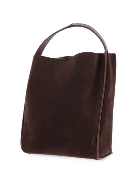 Geantă Jil Sander din piele de căprioară maro