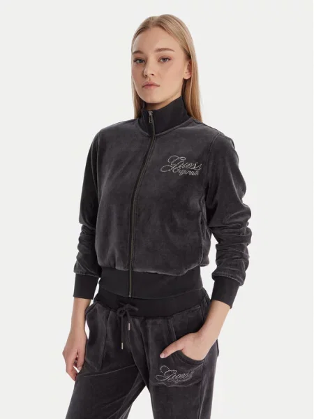 Sportski komplet Guess Originals sa dugačkim rukavima od velura siva