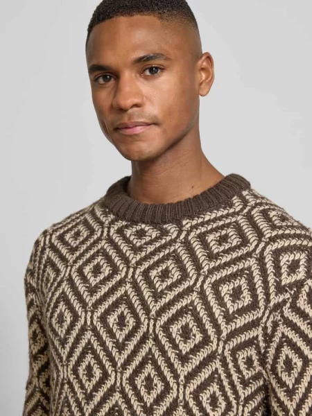 Sweter z dzianiny o kroju relaxed fit z mieszanki wełny model ‘REMI’ Selected Homme