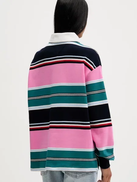 Tommy Jeans Koszulka Do Rugby pink różowa