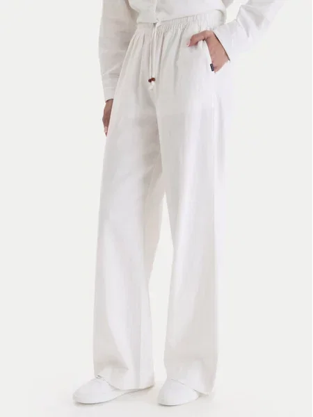 Nautica Pantaloni din Wide Leg alb