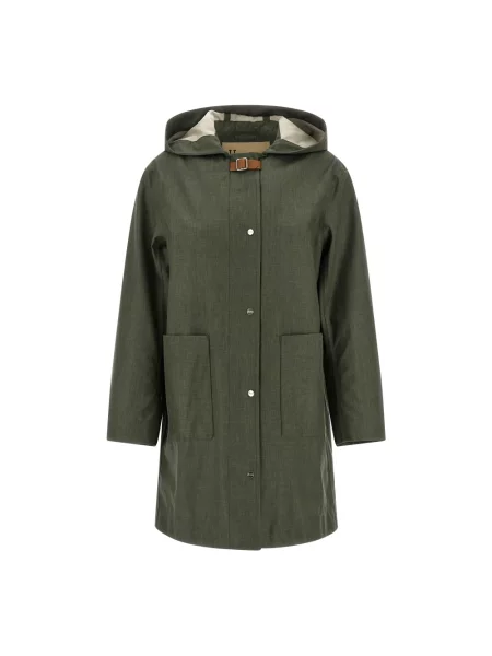 Płaszcz wełniany Herno wełniany z kapturem zielony